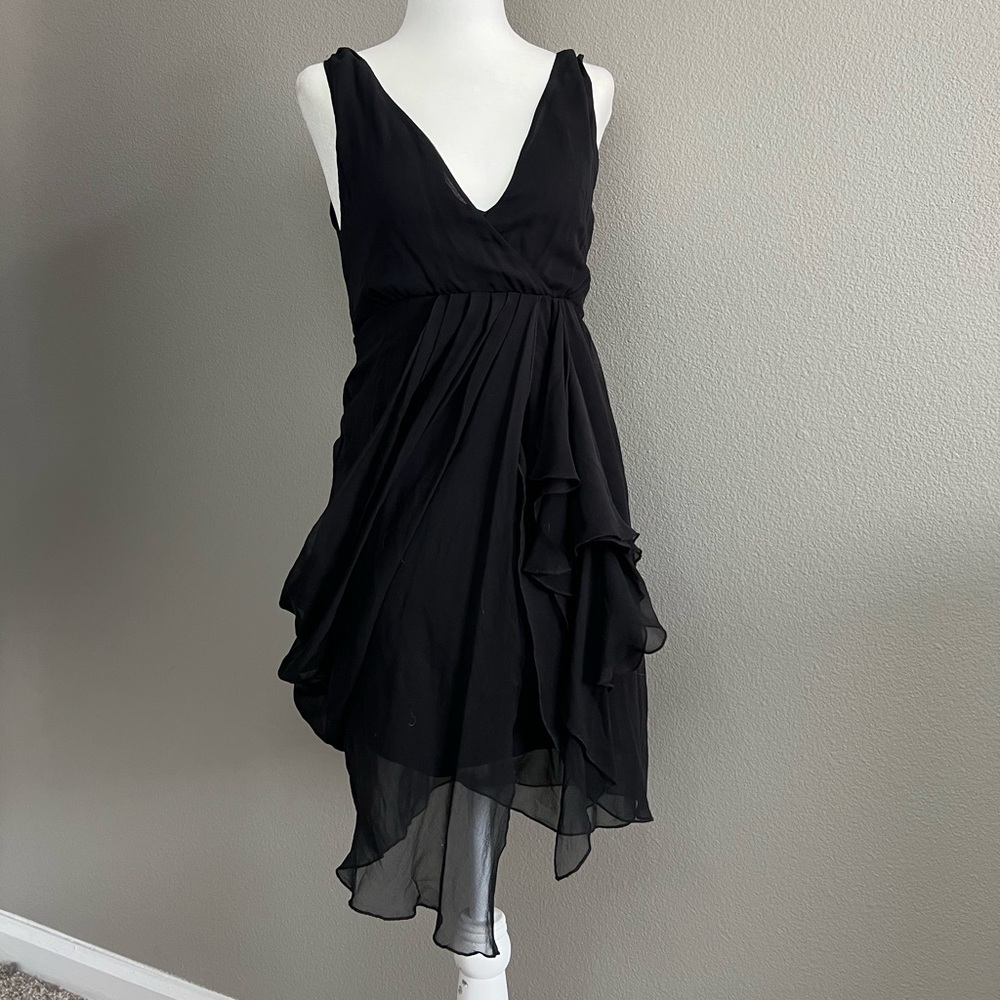 Alice and olivia black Y2K punk dress goth whimsygoth backless organza XSmall